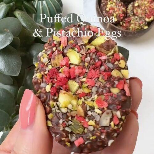 Puffed Quinoa and Pistachio Eggs