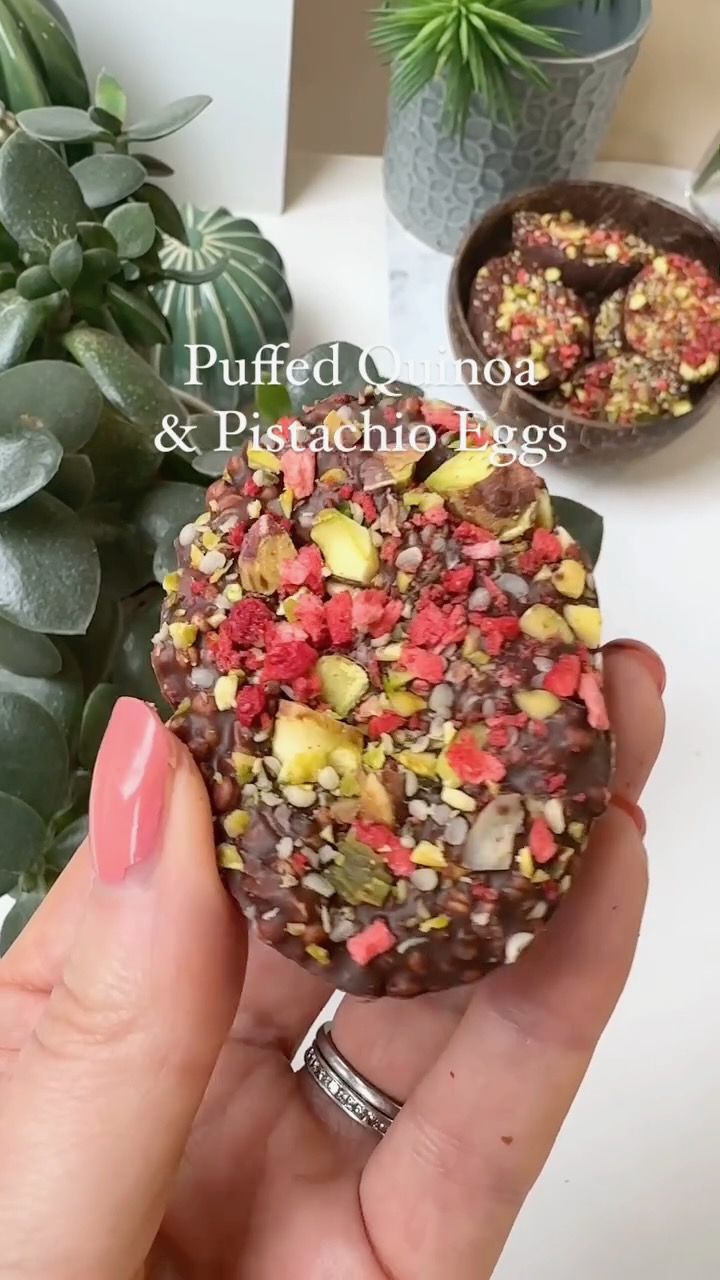 Puffed Quinoa and Pistachio Eggs