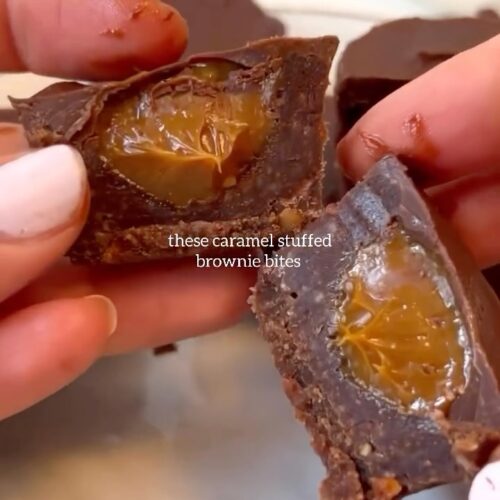 Caramel Stuffed Brownie Bites