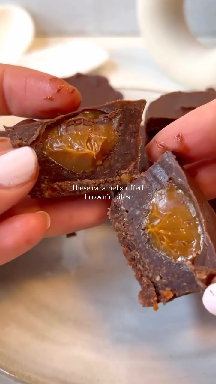 Caramel Stuffed Brownie Bites