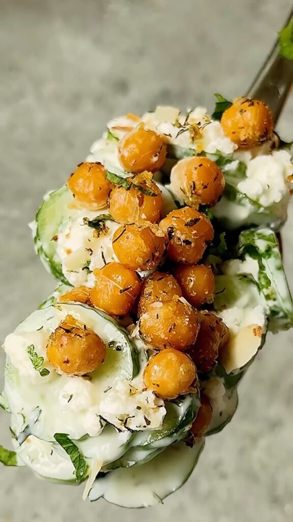 Creamy Cucumber Salad With Crispy Spiced Chickpeas