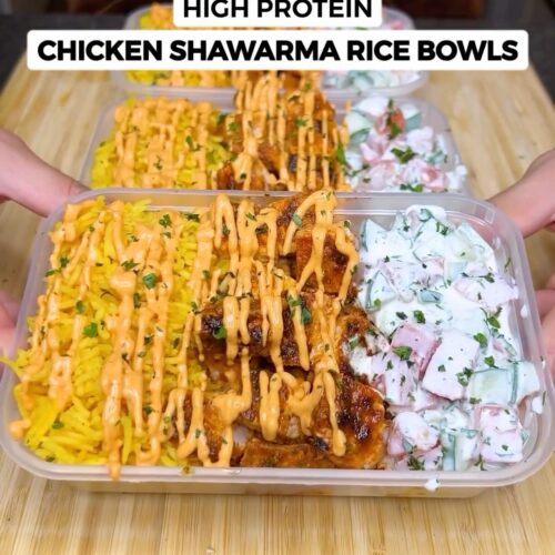 High Protein Chicken Shawarma Rice Bowls