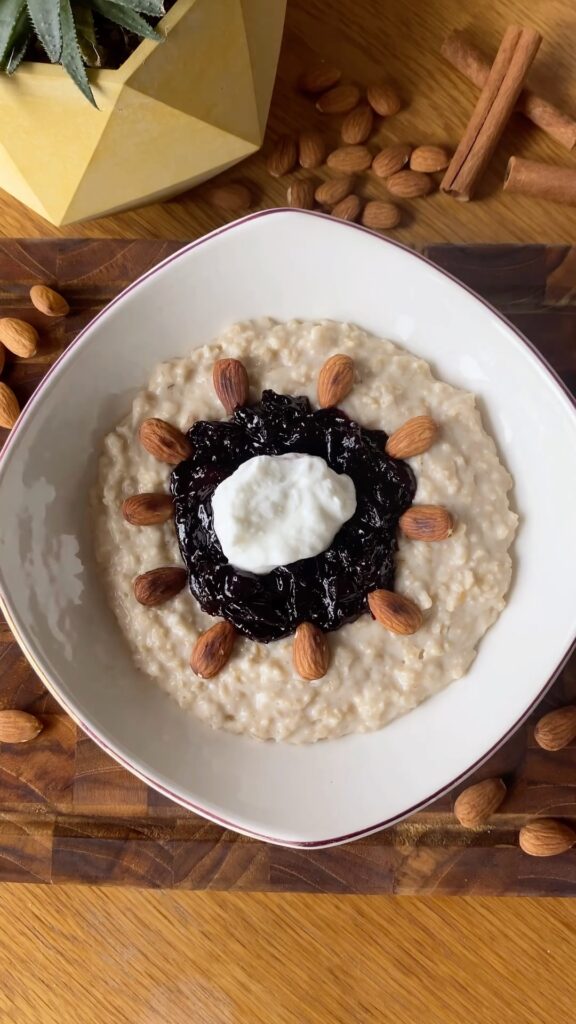 Oatmeal Bowl With Cherry Jam