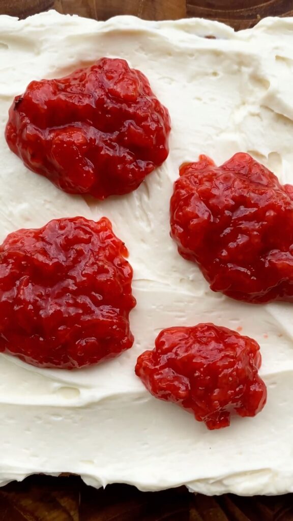 White Chocolate and Strawberry Blondies with Cream Cheese Frosting