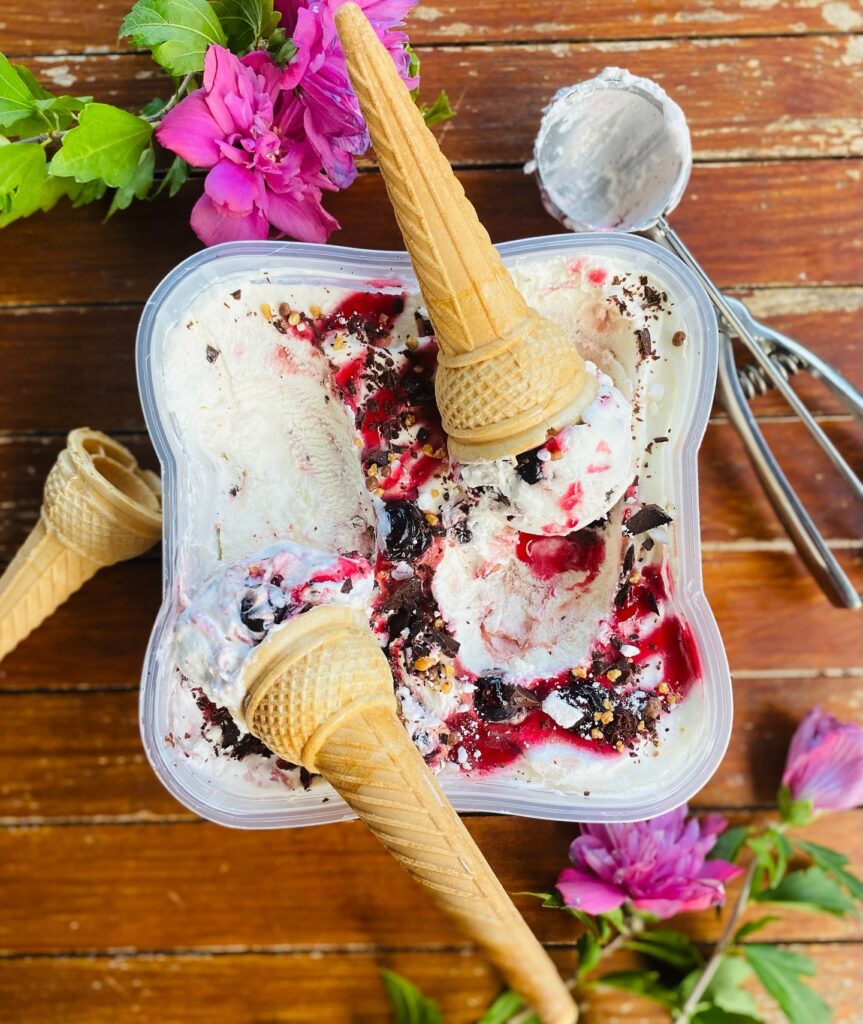 Cherry and Chocolate Flake Ice Cream