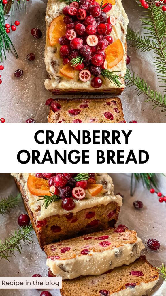 Cranberry Orange Banana Bread with Buttercream frosting