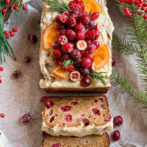 Cranberry Orange Banana Bread with Buttercream frosting