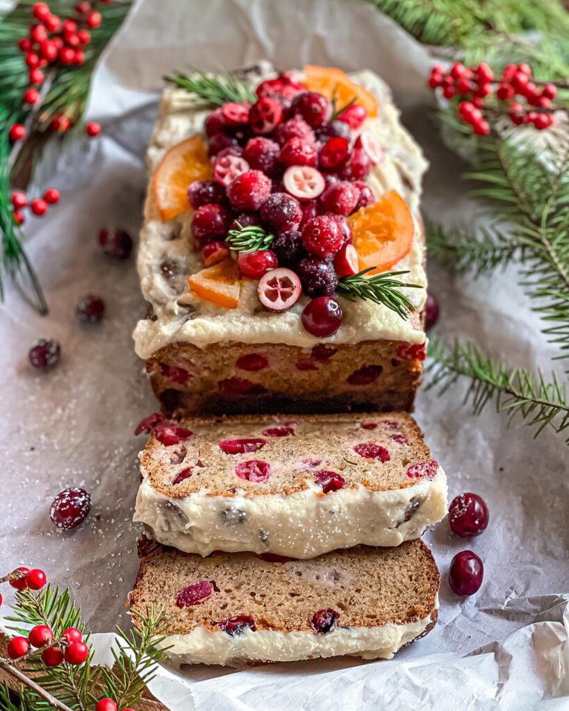 Cranberry Orange Banana Bread with Buttercream frosting