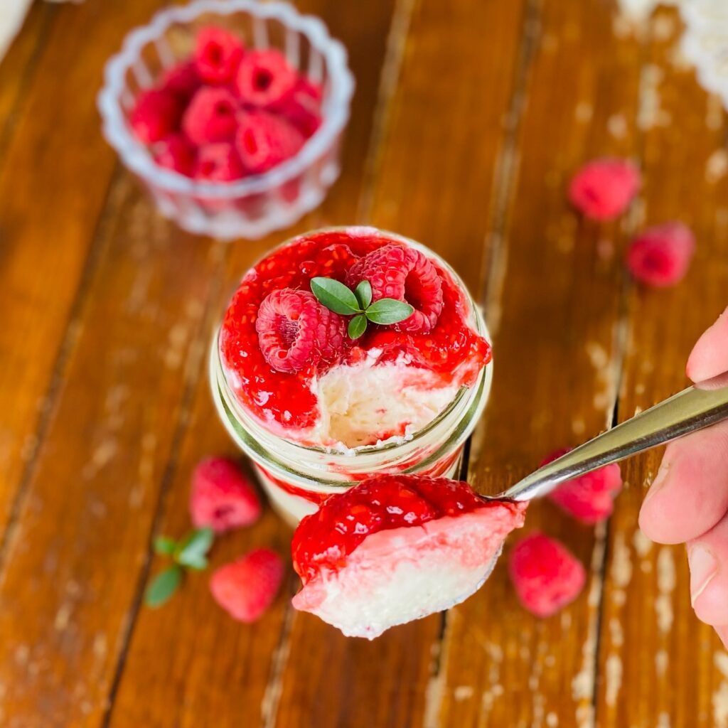 Greek Yogurt Raspberry Cheesecake Jars