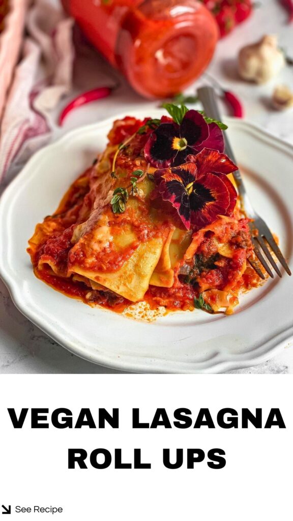 Lentil Spinach Vegan Lasagna Roll Ups