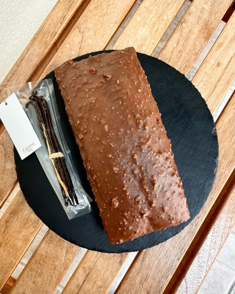 Smooth Caramel Cake with Chocolate Rocher Glaze