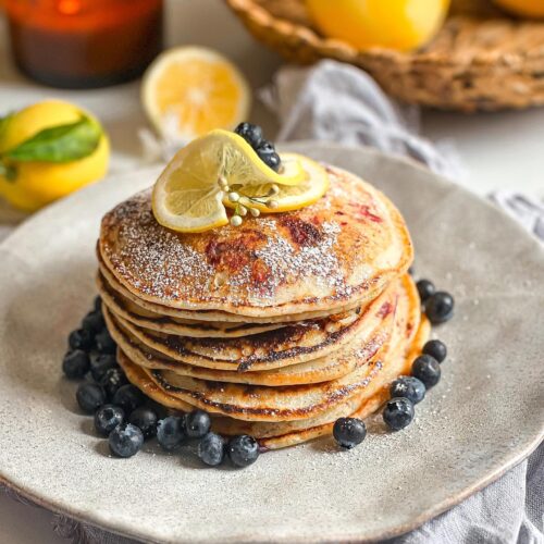 Vegan Blueberry Lemon Ricotta Pancakes Recipe