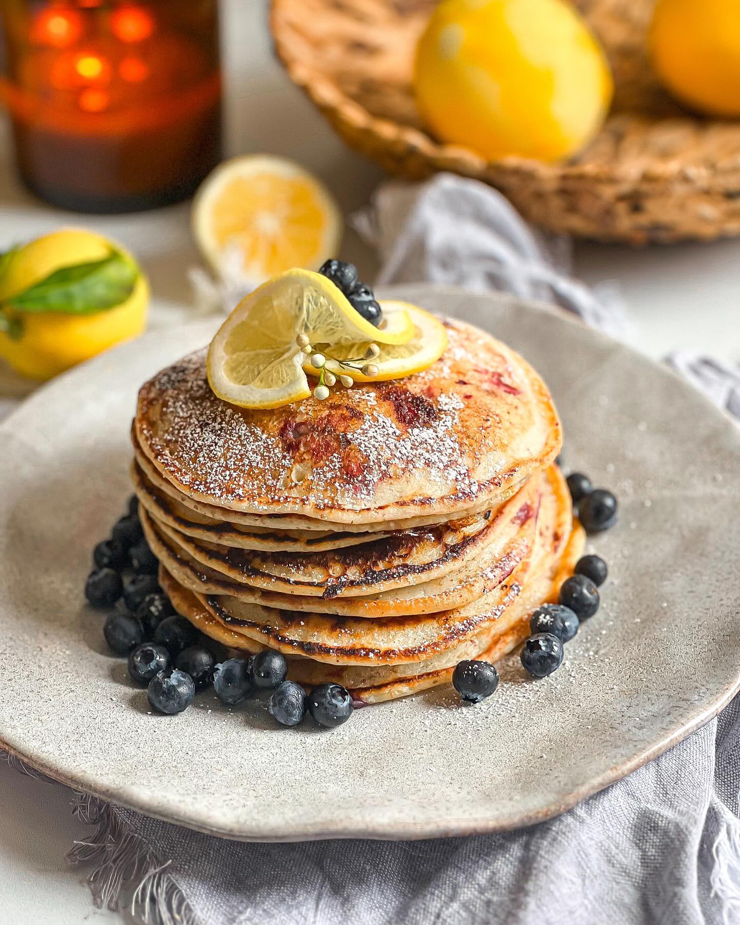 Vegan Blueberry Lemon Ricotta Pancakes Recipe