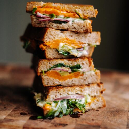 Grilled Sourdough Sandwich with Sweet Potato and Dijon