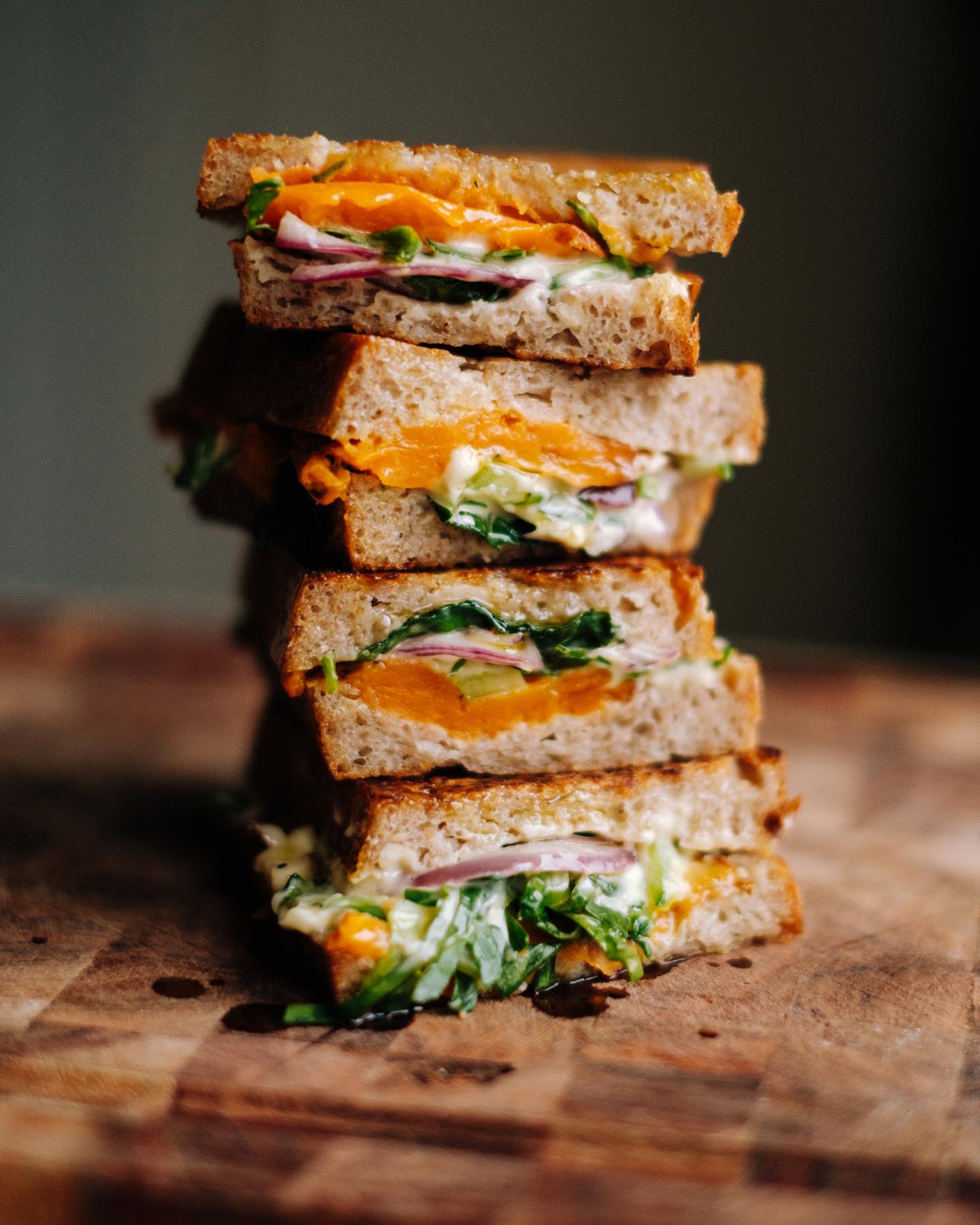 Grilled Sourdough Sandwich with Sweet Potato and Dijon