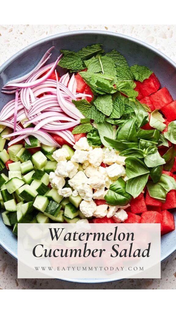 Watermelon Salad with Feta, Cucumber, and Fresh Herbs