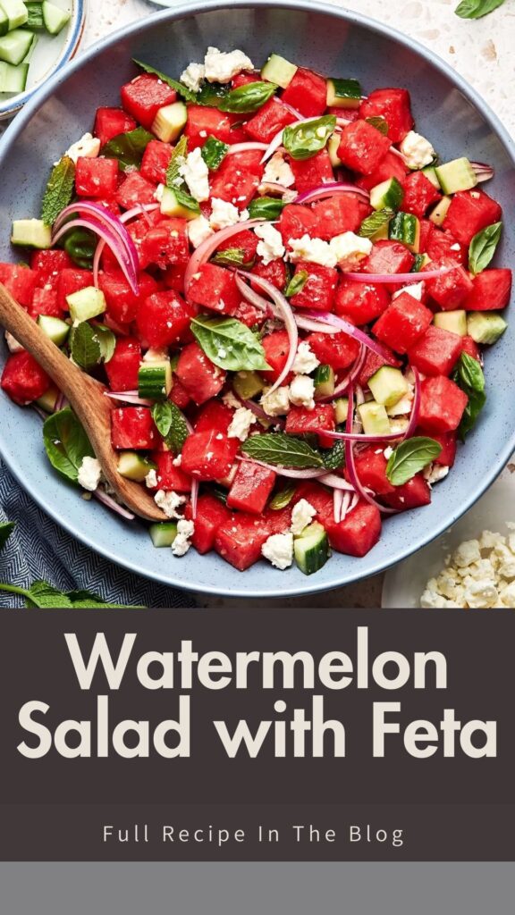 Watermelon Salad with Feta, Cucumber, and Fresh Herbs