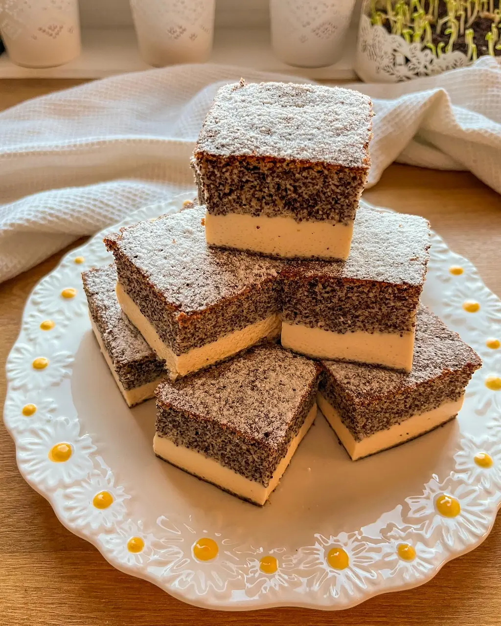 Fluffy Layered Poppy Seed Cream Cake — Whole-Wheat, Lemon & Vanilla (Low-Sugar, One-Batter Bake)