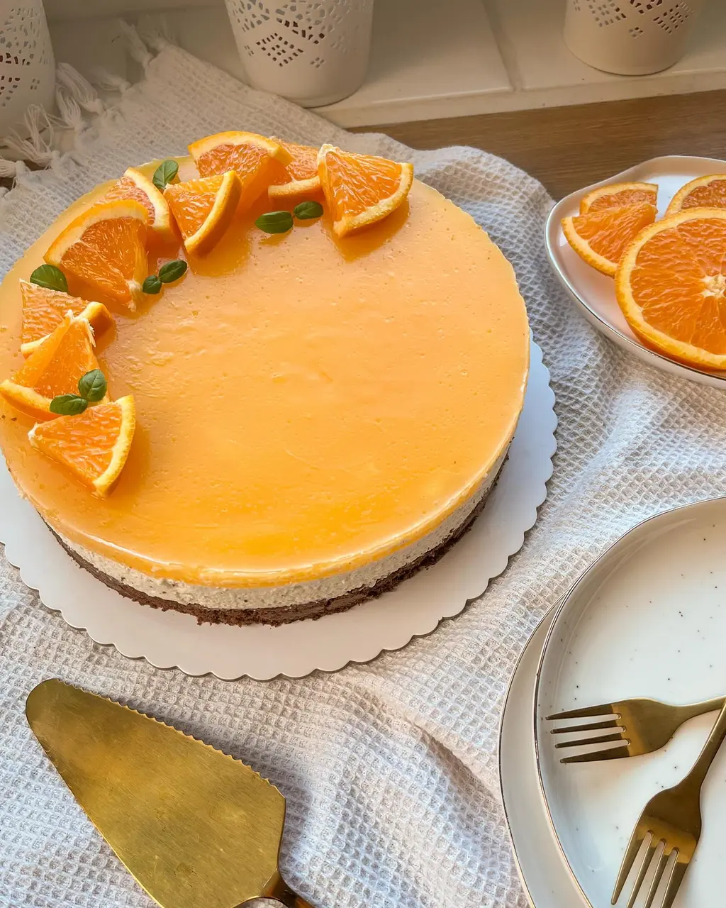 Healthy Orange Cream Cake with Whipped Topping and Fresh Citrus Glaze