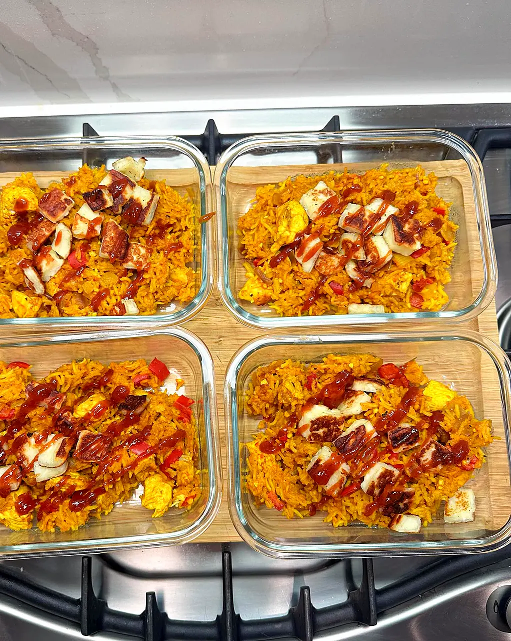 One-Pan Nando’s Chicken & Halloumi Rice Bake